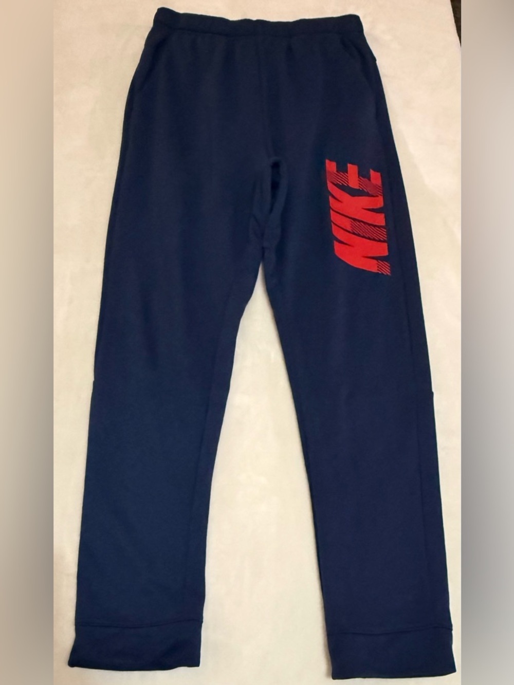 Nike Boys Navy Sweatpants with Red Side Logo